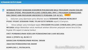 Untuk sebarang pertanyaan masalah dan bantuan berkenaan peperiksaan perkhidmatan awam, sila klik helpdesk. Biasiswa Jpa Semakan Pusat Serahan Dokumen Perjanjian Facebook
