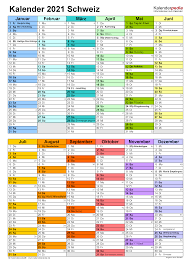 Tetap memantau jadwal harian anda dengan templat kalender gratis. Kalender 2021 Schweiz Fur Word Zum Ausdrucken