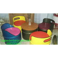 Chair And Table Set Made Out Of Waste Oil Drum Oil Drum Oil Barrel Oils