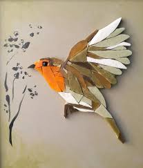 Romain Art Mosaic Painting Wall Interior Decoration Bird Robin Frame Color Glass Nature Boho Wall Sculpture Fine Art In 2020 Mosaic Art Mosaic Wall Art Mosaic Birds