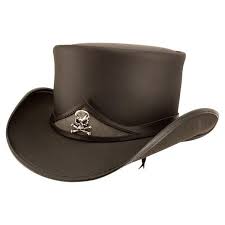 Pale Rider Top Hat Skull Band Leather Top Hat Leather Hats Pale Rider