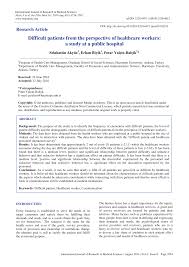 Difficult patients from the perspective of healthcare workers: a study at a  public hospital