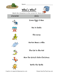 Browse and download hd dr seuss characters png images with transparent background for free. Dr Seuss Picture Characters Matching Worksheet Have Fun Teaching