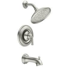 Moen Wetherly Spot Resist Brushed Nickel 1 Handle Bathtub And Shower Faucet With Valve Lowes Com Shower Faucet Shower Tub Tub And Shower Faucets