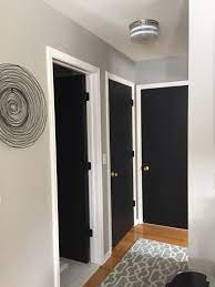 My Quick Fix Alternative To Buying New Interior Doors Flat Black Doors With White Trim Need N Black Interior Doors Interior House Colors Interior Door Colors