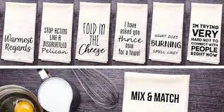 Favorite Sc S Quotes Kitchen Towels Bundle Pick 2 From 12 Quotes Asked You Thrice Fold In The Cheese Housewarming Gift In 2020 House Gifts Gift Quotes House Warming Gifts