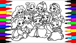Here you can find lots of free disney coloring pages that you can easily print out and give it to your kids. How To Draw The 9 Disney Princess Baby Coloring Drawing Pages Videos For Kids L Art L Colored Pens Youtube