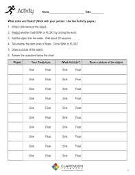 sink or float worksheets printable