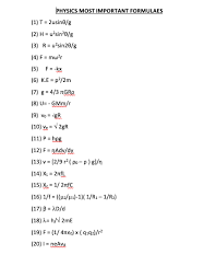 Physics Formulas Chapter Wise Physics Formula Important Physics Formula Pdf Sheet Physics Formulas Basic Physics Formulas Basic Physics