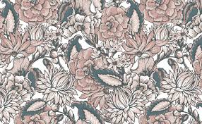 A pattern created from flowers and leaves, hand painted with watercolors. Vintage Wallpaper Patterns For Classic And Antique Look