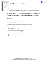Technically, a cover letter is only required when the job posting or company specifically state so. Pdf Dating Death An Empirical Comparison Of Medical Underwriters In The U S Life Settlements Market