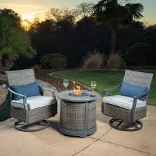 Sunbeam round ceramic tile top fire table black 50,000 btu; Sunvilla Lago Brisa 3 Piece Fire Chat Set Costco