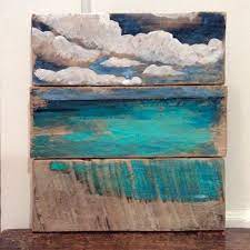 Here are 34 diy reclaimed wood ideas for you. Reclaimed Wood Ocean Painting Wall Art 9x10 Inches Shabby Chic Etsy Wall Painting Ocean Painting Painting