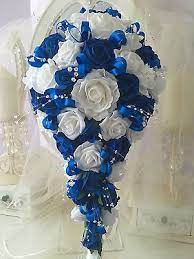 After the royal wedding, harry and meghan markle have arranged for the flowers to be distributed to local. Large Wedding Brides Teardrop Bouquet In Royal Blue And White Ebay Blue Wedding Flowers Blue Wedding Bouquet Purple Wedding Flowers