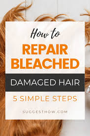 This will help add oils back into your hair and relax the cuticles, making hair look healthier. How To Repair Bleached Damaged Hair 5 Easy Tips Damaged Hair Diy How To Repair Bleached Damaged Hair Bleached Hair Repair