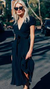 Simplicity Taste Fashion Black Wrap Dress Trendy Dresses