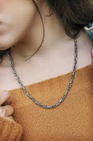 Black Silver Star Link Chain Oxidized Solid Silver Necklace Etsy Solid Silver Necklace Thick Chain Necklace Chain Necklace