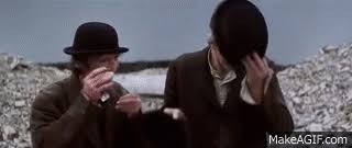 Only one attempt to capture waiting for godot on film deserves mention. Waiting For Godot 2001 Hat Swapping Scene On Make A Gif