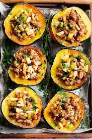 This Roasted Acorn Squash Is Stuffed To The Max With Absolutely Everything You Re Craving Savory Sausage Ve In 2020 Acorn Squash Recipes Acorn Squash Squash Recipes