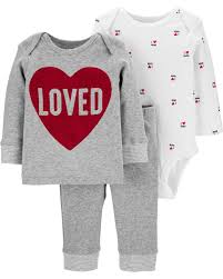 Shop cute valentines day baby clothes today! 3 Piece Valentine S Day Outfit Carters Com Baby Valentines Outfit Valentines Outfits Valentines Day Baby