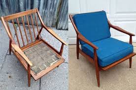 Before And After Mid Century Chair Makeover Mid Century Chair Makeover Diy Chair Cushions Retro Chair Makeover