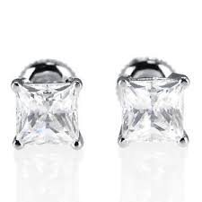 23 Ct Hsi1 Natural Enhanced Diamond Stud Earrings Princess Cut 18k White Gold