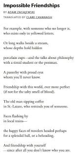 Impossible Friendships Adam Zagajweski Poetry Foundation Writing Quotes Words