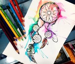 Traumfanger Zeichnung Wasserfarben Bilder Zum Nachmalen Schone Bilder Zum Zeichnen Bunte Farben Art Ske In 2020 Pictures To Paint Dream Catcher Drawing Diy Tattoo