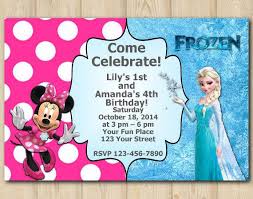 Twin Frozen And Minnie Mouse Invitation Minnie Mouse Invitations Twin Invitation Pooh Invitation