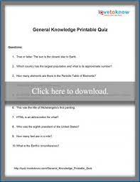 While some are easy trivia questions, others are more challenging trivia questions. General Knowledge Printable Quiz Lovetoknow
