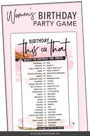 This Or That Women S Birthday Game 106e Wild Truth Design Co 40th Birthday Games Birthday Games 50th Birthday Party Games