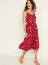 Printed Fit Flare Cami Midi For Women Old Navy Flare Skirt Dress To Impress Fit Flare