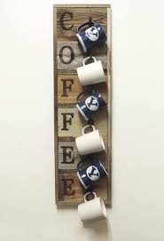 Vertical Barnwood Coffee Mug Rack Wall Mounted Wooden Hanging Cup Holder Kitchen Storage For Display Organizer Hooks 36 75 X 10 5 Mug Rack Coffee Mug Display Coffee Cup Holder