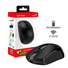 Mouse Inalambrico Genius ECO-8100 Bateria Recargable Negro New Pack