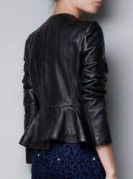 Love The Ruffle Hem Of This Great Jacket Pu Leather Jacket Black Faux Leather Jacket Leather Jacket