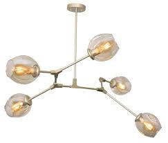 molecule pendant 5 light gold glass light lights