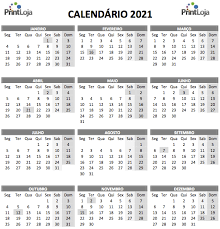 Calendário de 2021 com feriados estaduais de são paulo e de todos os municípios brasileiros. Calendario 2021 Imprimir Mes A Mes Com Feriados Gratis Printloja