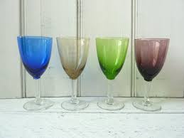 Set Of 4 Vintage French Coloured Glasses Aperitif Liqueur Etsy Colored Wine Glasses French Vintage French Colors
