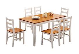 Yakoe Solid Pine Dining Table Plus 6 Chairs Set Wood White Honey 145 X 75 X 73 Cm 179 99 Pine Dining Table Dining Room Furniture Chair Set