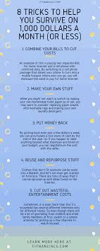 8 Tricks To Help You Survive On 1 000 Dollars A Month Or Less Money Saving Tips Money Management Budgeting