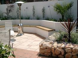 Mediterranean Garden With Gabion Cages Jpg 600 446 Pixels Courtyard Design Backyard Landscaping Designs Garden Furniture Design