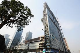 This 50 Floor High Skyscraper Looks Striking In The City Of Hangzhou In Zhejiang Province The Narrowest Place Of Building Is Onl Skyscraper Zhejiang Building