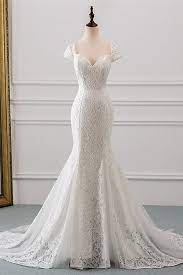 Chicloth New Cap Sleeve Style Lace Mermaid Wedding Dress Mermaid Wedding Dress With Sleeves Online Wedding Dress Casual Wedding Attire