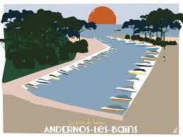 Affiche Andernos Les Bains Illustration Bateau Bassin D Arcachon Mer Idee Cadeau Art Digital Port In 2020 Digital Art Illustration Digital