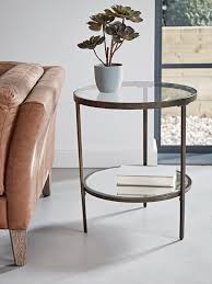 Beautiful glass coffee table, very contemporary! Glass Display Side Table Aged Bronze Living Room Side Table Round Side Table Living Room Glass Side Tables