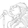 Vector of cartoon singing kids in a choir coloring page outline. 1