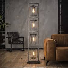 Famlights Stehleuchte Saskia Aus Metall In Silber Eckig 4xe27