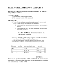 Skill 3 Molar Mass Of A Compound