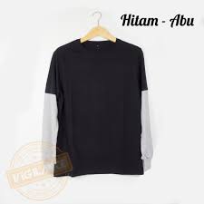 Cotton / katun motif warna : Kaos Polos Lengan Tangan Sambung Combed 30s Panjang Dewasa Shopee Indonesia