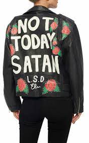 Leather Jacket By Elisabeth Isley Painted Leather Jacket Painted Jacket Fashion